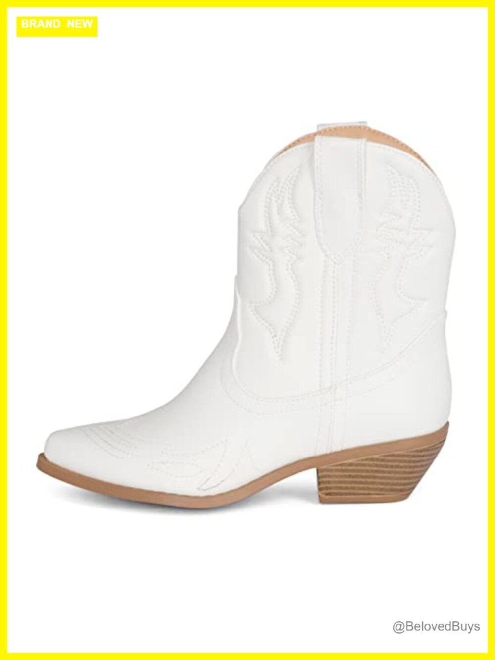Women's Western Ankle Boots Pointed Toe Stacked Heel Cowboy Booties PU